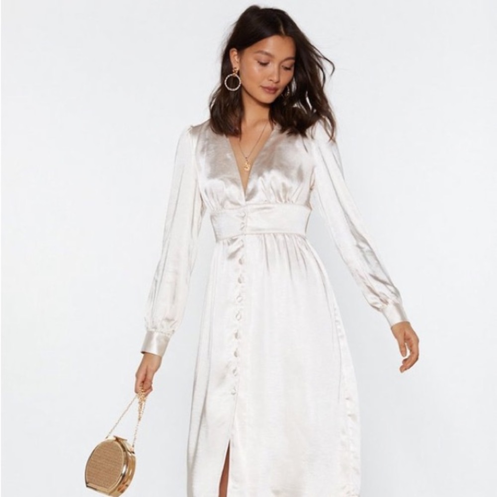 NASTYGAL // just a touch of love satin dress in cream